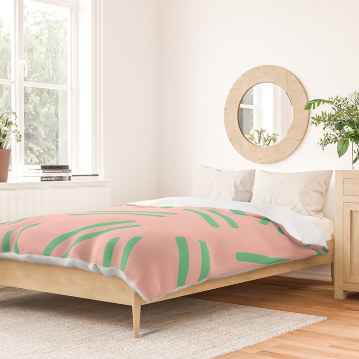 Very 80s Retro Pattern in Blush Pink and Bright Green Duvet Cover Gallery Image 2