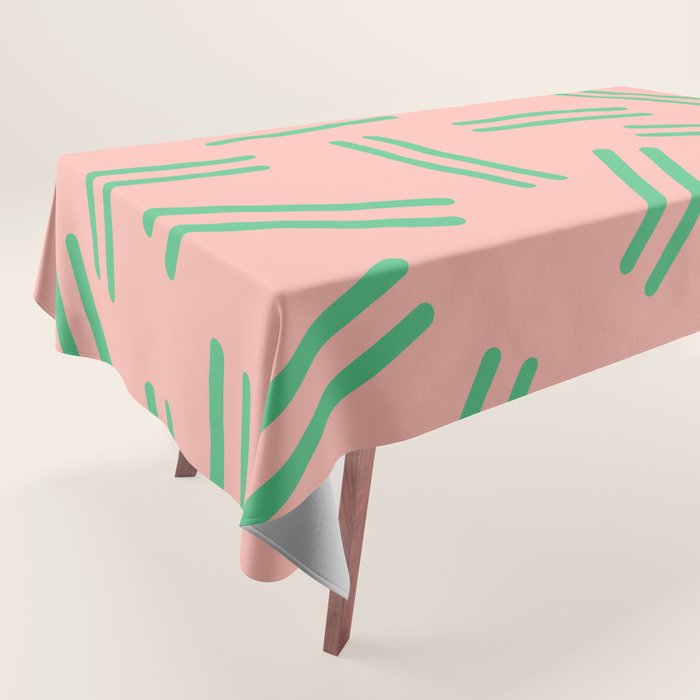 Very 80s Retro Pattern in Blush Pink and Bright Green Tablecloth Gallery Image 1