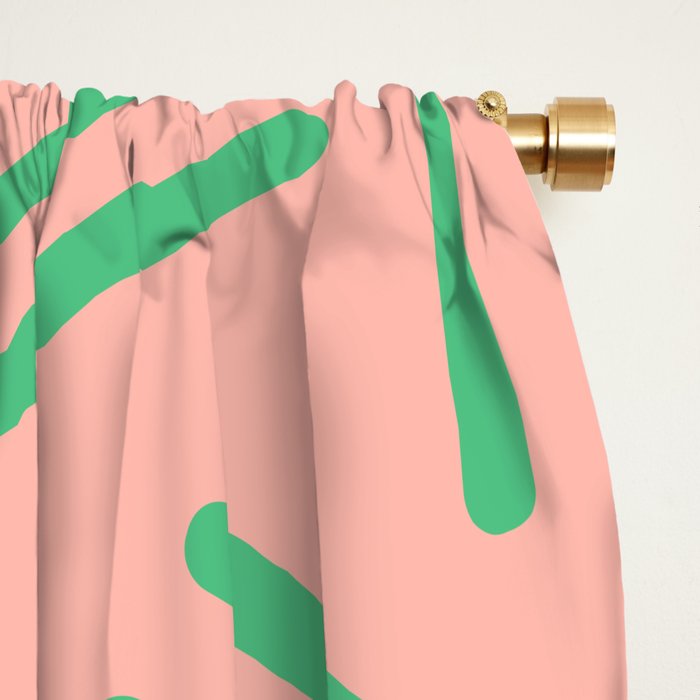 Very 80s Retro Pattern in Blush Pink and Bright Green Window Curtain Gallery Image 2