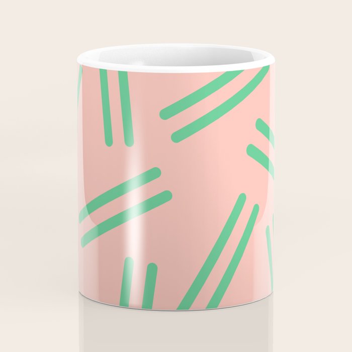 Very 80s Retro Pattern in Blush Pink and Bright Green Coffee Mug Gallery Image 4