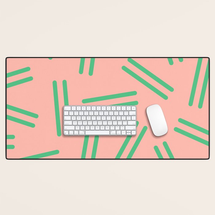 Very 80s Retro Pattern in Blush Pink and Bright Green Desk Mat Gallery Image 1