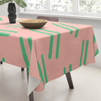 Very 80s Retro Pattern in Blush Pink and Bright Green Tablecloth Gallery Image 3