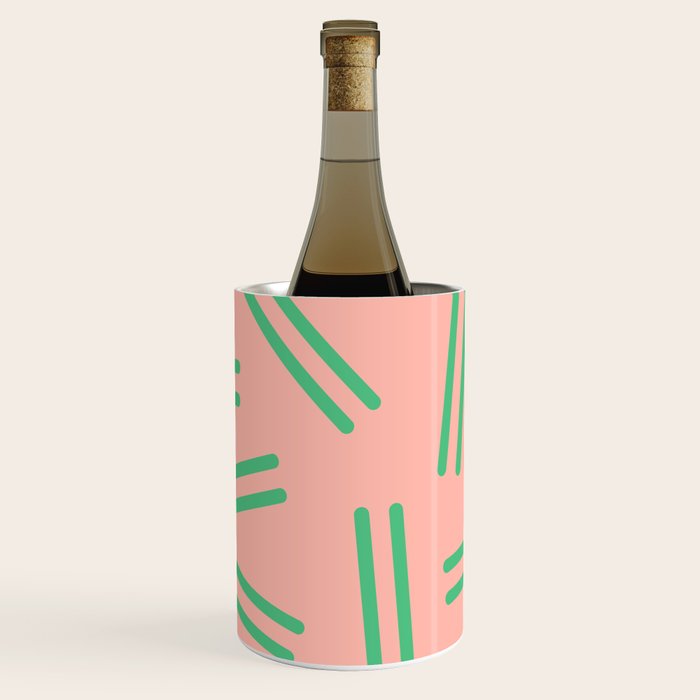 Very 80s Retro Pattern in Blush Pink and Bright Green Wine Chiller Gallery Image 2