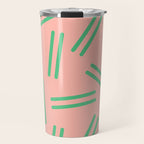 Very 80s Retro Pattern in Blush Pink and Bright Green Travel Mug Gallery Image 1