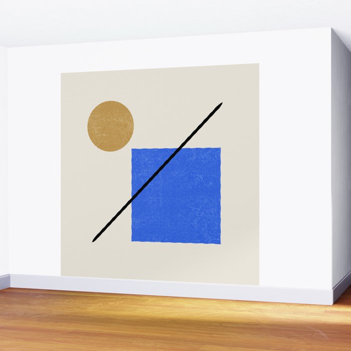 Circle Square Line - Blue Gold Wall Mural Gallery Image 2