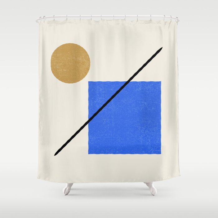 Circle Square Line - Blue Gold Shower Curtain Gallery Image 1