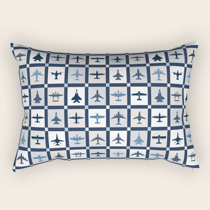 Quilt Squares Air Force Aircraft Rectangular Pillow Gallery Image 1