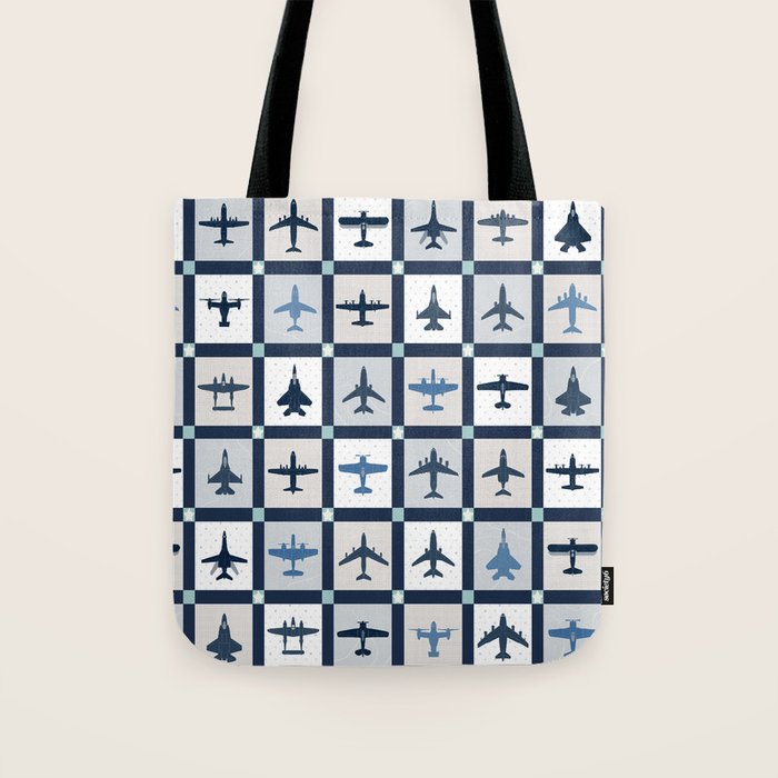 Quilt Squares Air Force Aircraft Tote Bag Gallery Image 1