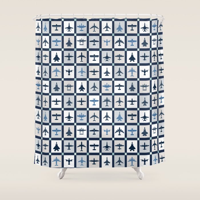 Quilt Squares Air Force Aircraft Shower Curtain Gallery Image 1