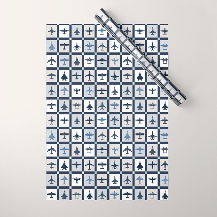 Quilt Squares Air Force Aircraft Wrapping Paper Gallery Image 1