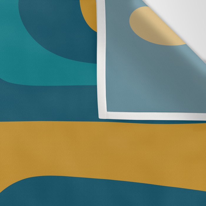 Mid Century Modern Minimalist Abstract Piquet Pattern in Moroccan Teal Blue and Mustard Gold Wall Tapestry Gallery Image 3