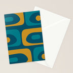 Mid Century Modern Minimalist Abstract Piquet Pattern in Moroccan Teal Blue and Mustard Gold Stationery Card Gallery Image 2