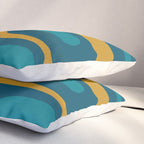 Mid Century Modern Minimalist Abstract Piquet Pattern in Moroccan Teal Blue and Mustard Gold Pillow Sham Gallery Image 3