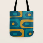 Mid Century Modern Minimalist Abstract Piquet Pattern in Moroccan Teal Blue and Mustard Gold Tote Bag Gallery Image 1