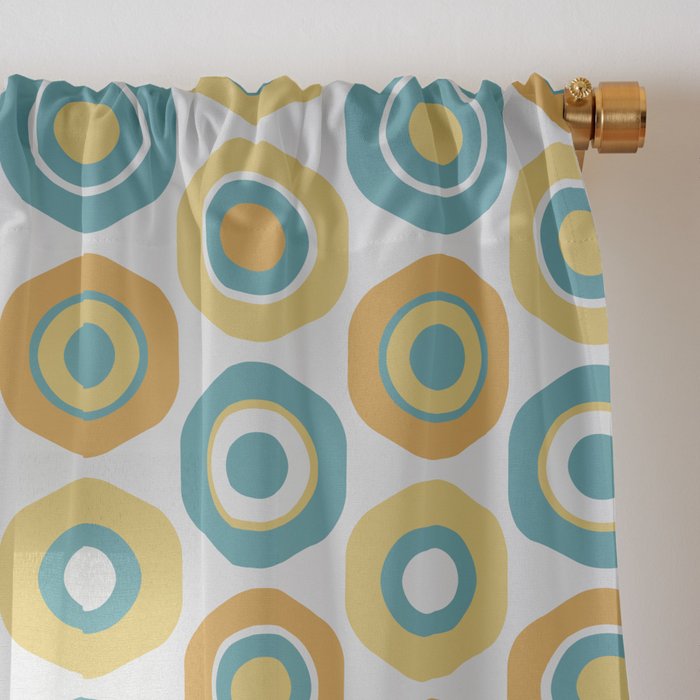 Buttons - Geometric Pattern in Turquoise, Orange, Yellow, and White Window Curtain Gallery Image 3