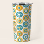 Buttons - Geometric Pattern in Turquoise, Orange, Yellow, and White Travel Mug Gallery Image 1