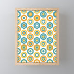 Buttons - Geometric Pattern in Turquoise, Orange, Yellow, and White Mini Art Print Gallery Image 1