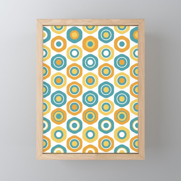 Buttons - Geometric Pattern in Turquoise, Orange, Yellow, and White Mini Art Print Gallery Image 1