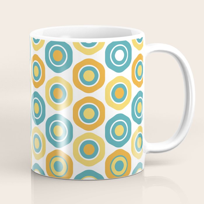 Buttons - Geometric Pattern in Turquoise, Orange, Yellow, and White Coffee Mug Gallery Image 1