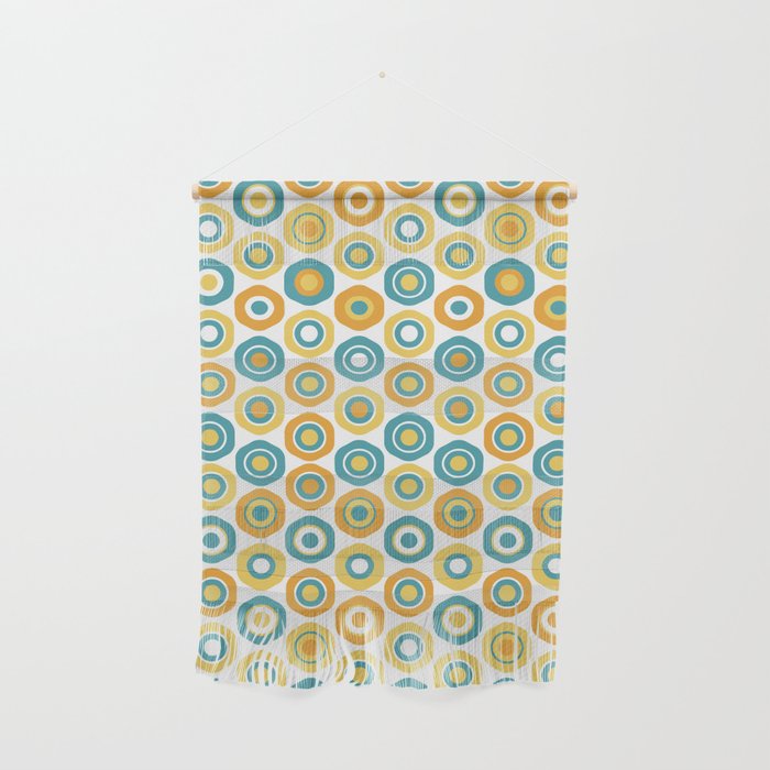 Buttons - Geometric Pattern in Turquoise, Orange, Yellow, and White Wall Hanging Gallery Image 1