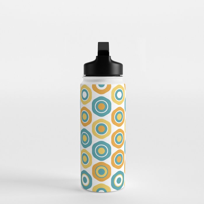 Buttons - Geometric Pattern in Turquoise, Orange, Yellow, and White Water Bottle Gallery Image 3