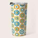 Buttons - Geometric Pattern in Turquoise, Orange, Yellow, and White Travel Mug Gallery Image 3