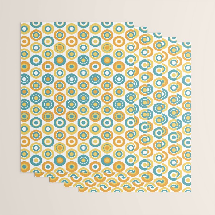 Buttons - Geometric Pattern in Turquoise, Orange, Yellow, and White Wrapping Paper Gallery Image 3
