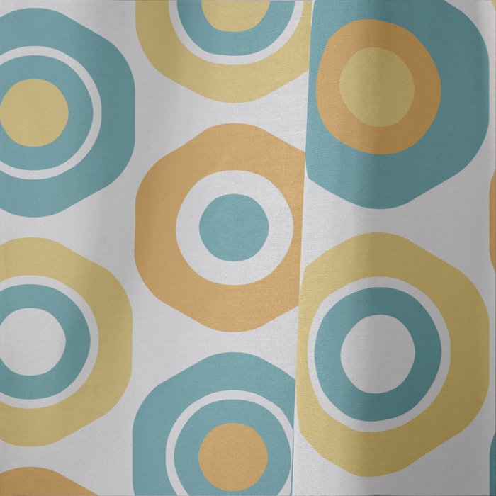 Buttons - Geometric Pattern in Turquoise, Orange, Yellow, and White Window Curtain Gallery Image 4