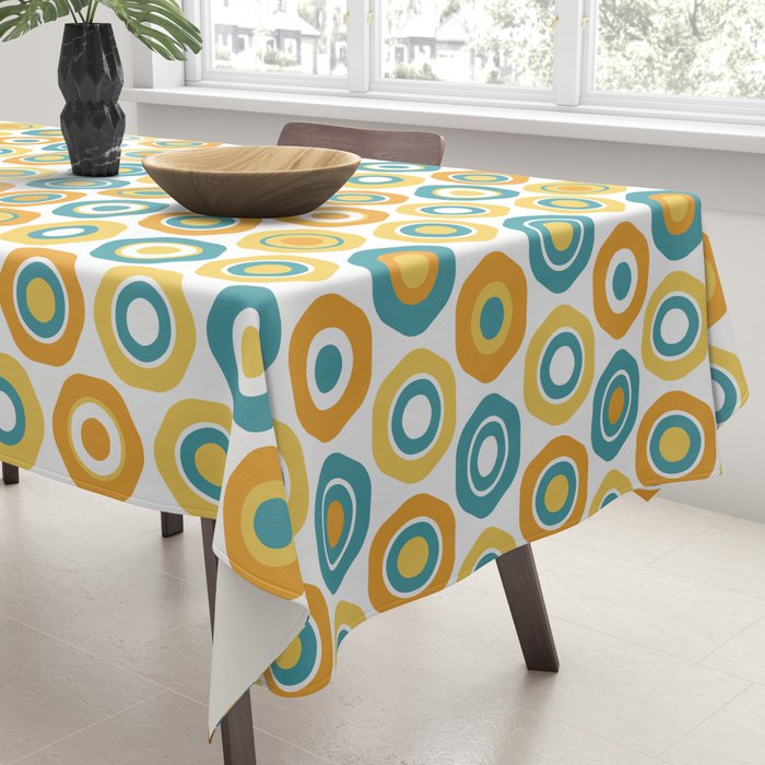 Buttons - Geometric Pattern in Turquoise, Orange, Yellow, and White Tablecloth Gallery Image 3