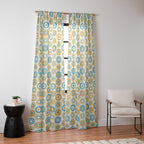 Buttons - Geometric Pattern in Turquoise, Orange, Yellow, and White Window Curtain Gallery Image 14