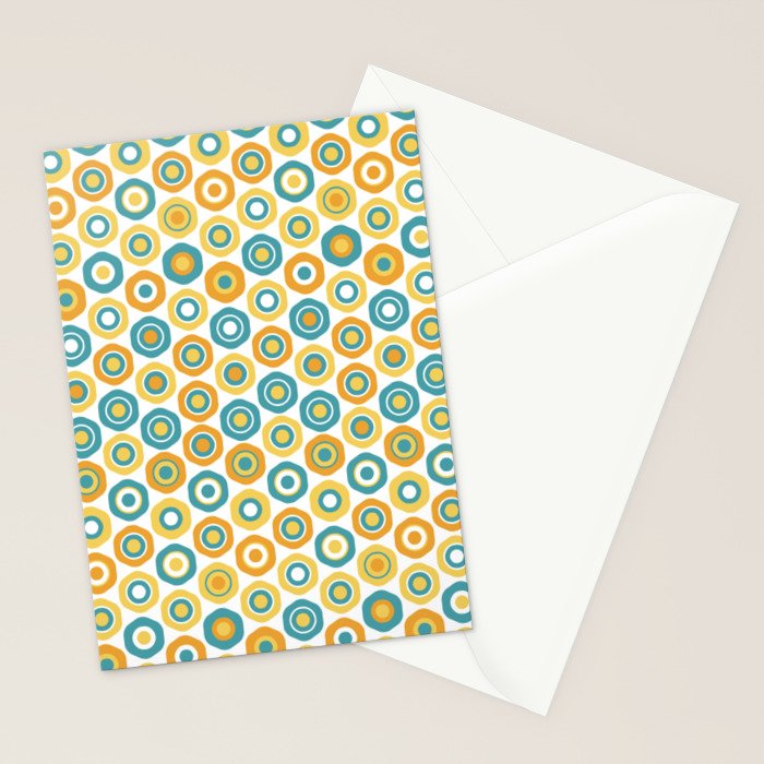 Buttons - Geometric Pattern in Turquoise, Orange, Yellow, and White Stationery Card Gallery Image 2