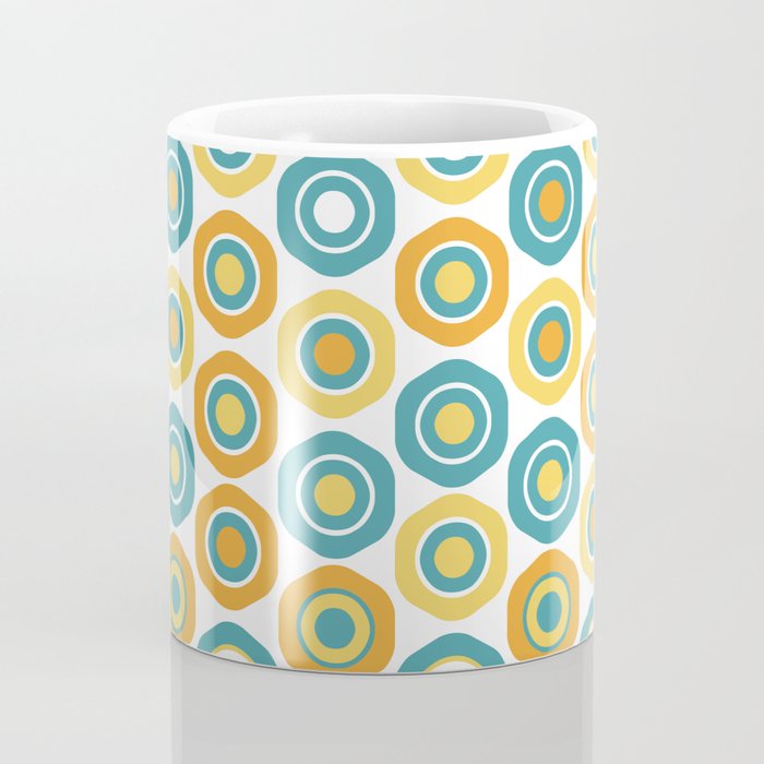 Buttons - Geometric Pattern in Turquoise, Orange, Yellow, and White Coffee Mug Gallery Image 4