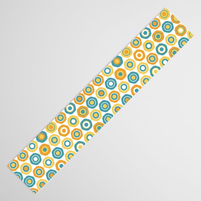 Buttons - Geometric Pattern in Turquoise, Orange, Yellow, and White Table Runner Gallery Image 3