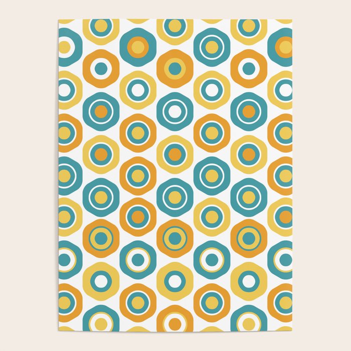 Buttons - Geometric Pattern in Turquoise, Orange, Yellow, and White Poster Gallery Image 4