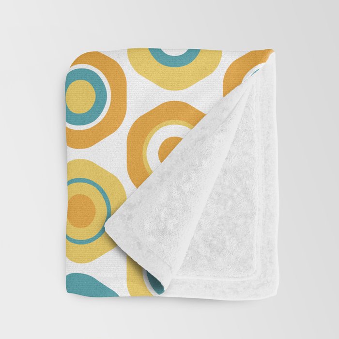 Buttons - Geometric Pattern in Turquoise, Orange, Yellow, and White Throw Blanket Gallery Image 3