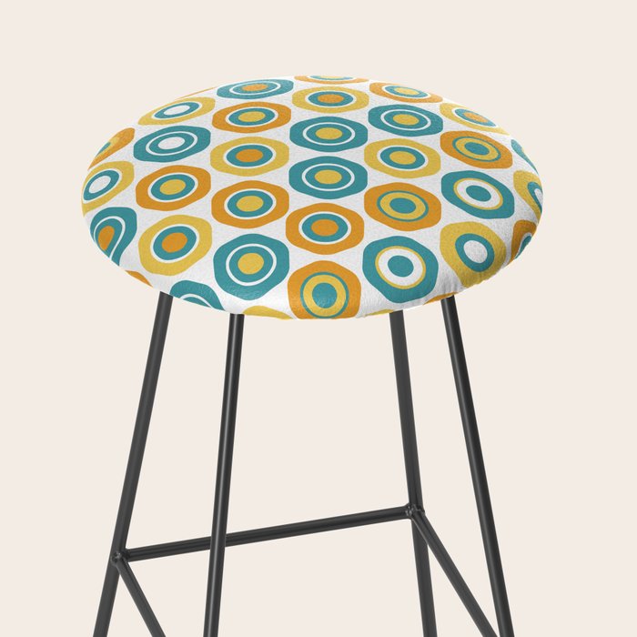 Buttons - Geometric Pattern in Turquoise, Orange, Yellow, and White Stool Gallery Image 2