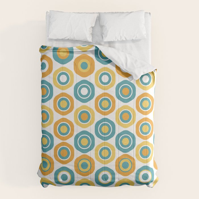 Buttons - Geometric Pattern in Turquoise, Orange, Yellow, and White Comforter Gallery Image 6