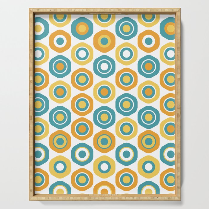 Buttons - Geometric Pattern in Turquoise, Orange, Yellow, and White Serving Tray Gallery Image 1