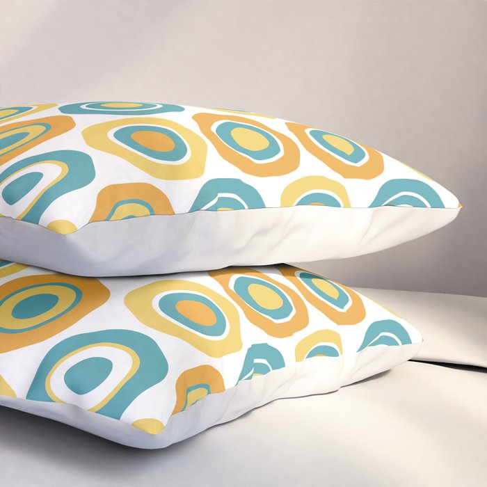 Buttons - Geometric Pattern in Turquoise, Orange, Yellow, and White Pillow Sham Gallery Image 3