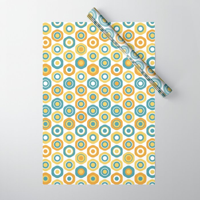 Buttons - Geometric Pattern in Turquoise, Orange, Yellow, and White Wrapping Paper Gallery Image 1