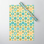 Buttons - Geometric Pattern in Turquoise, Orange, Yellow, and White Wrapping Paper Gallery Image 1
