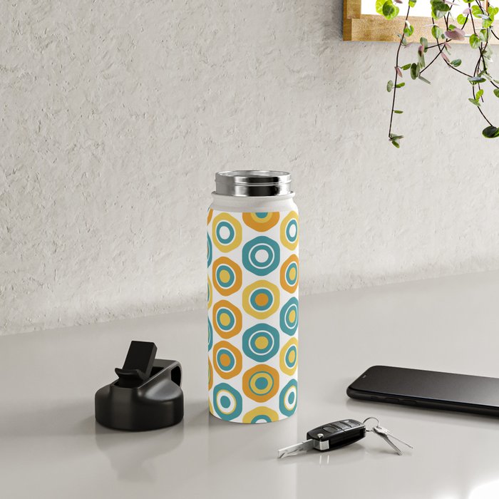 Buttons - Geometric Pattern in Turquoise, Orange, Yellow, and White Water Bottle Gallery Image 4