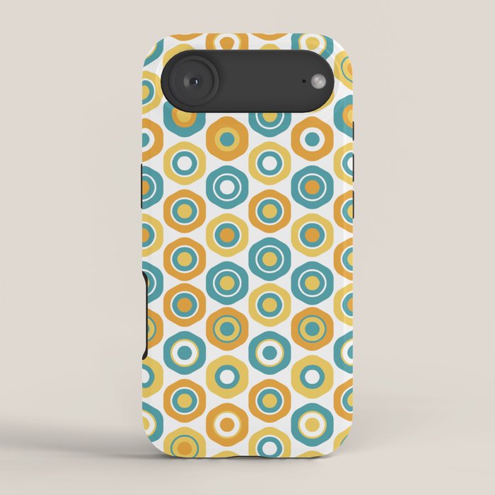 Buttons - Geometric Pattern in Turquoise, Orange, Yellow, and White iPhone Case Gallery Image 2