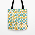 Buttons - Geometric Pattern in Turquoise, Orange, Yellow, and White Tote Bag Gallery Image 1