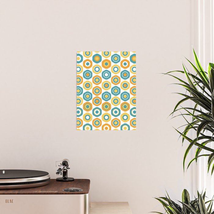 Buttons - Geometric Pattern in Turquoise, Orange, Yellow, and White Poster Gallery Image 2