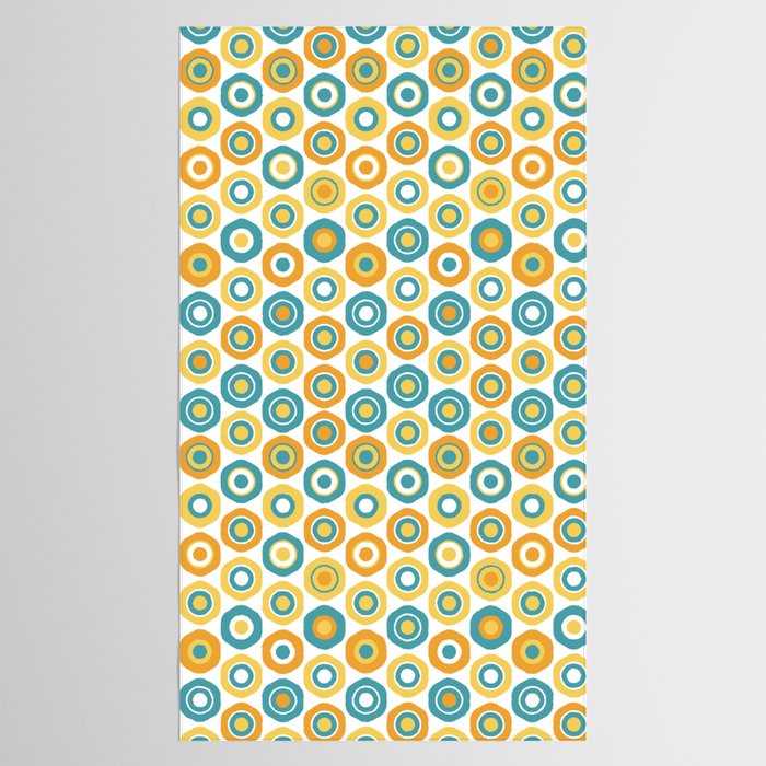 Buttons - Geometric Pattern in Turquoise, Orange, Yellow, and White Tablecloth Gallery Image 2