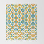 Buttons - Geometric Pattern in Turquoise, Orange, Yellow, and White Throw Blanket Gallery Image 2