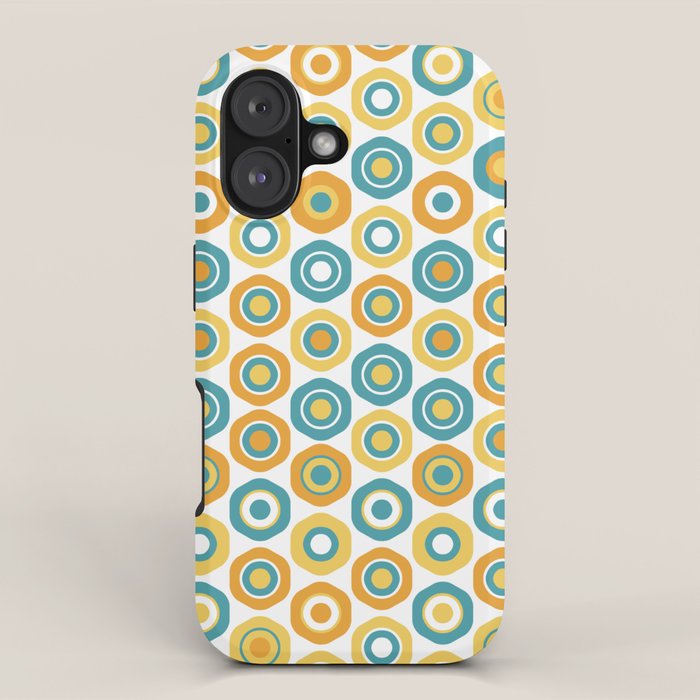 Buttons - Geometric Pattern in Turquoise, Orange, Yellow, and White iPhone Case Gallery Image 1