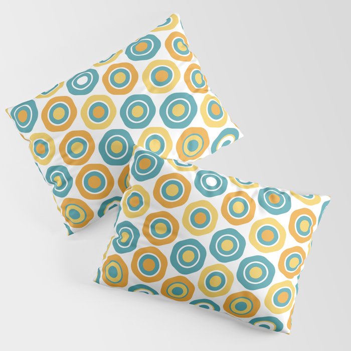 Buttons - Geometric Pattern in Turquoise, Orange, Yellow, and White Pillow Sham Gallery Image 1