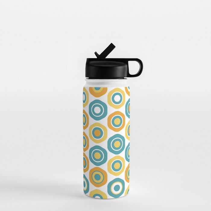 Buttons - Geometric Pattern in Turquoise, Orange, Yellow, and White Water Bottle Gallery Image 1